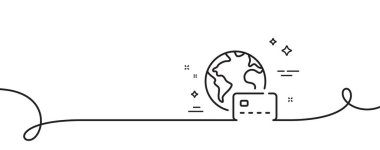 İnternet ödeme hattı simgesi. Kıvrımlı tek bir çizgi. Kredi kartı tabelası. Nakitsiz para sembolü. İnternetten tek hatlı şerit al. Döngü eğrisi modeli. Vektör