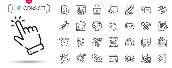 Pack Dots Message Delivery Bitcoin Atm Line Icons Include Refresh — Stock Vector