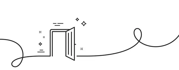 Ikona Otwartych Drzwi Ciągła Linia Lokami Znak Wejścia Środka Symbol — Wektor stockowy