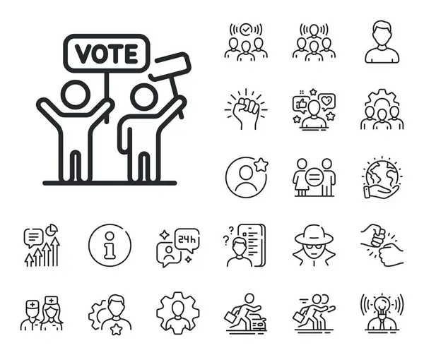 People Rally Signs Specialist Doctor Job Competition Outline Icons Voting — Stock Vector