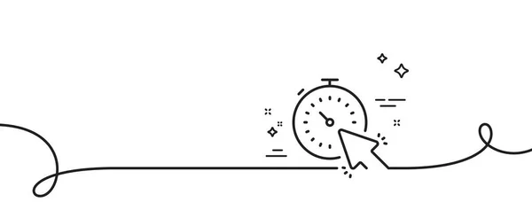 タイマーラインアイコン カールとの連続した1行 時間や時計のサイン マウスカーソルシンボル タイマーシングルアウトラインリボン ループ曲線パターン ベクター — ストックベクタ