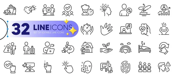 Outline Set Difficult Stress Timer Sleep Line Icons Web Love — Stock Vector