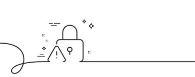 Kilit çizgisi simgesi. Kıvrımlı tek bir çizgi. Asma kilit uyarısı. Güvenlik erişim sembolü. Tek taslak şeridi kilitle. Döngü eğrisi modeli. Vektör