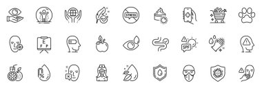 Hipoalerjenik test edilen ikonlar, uygulama için Hemşire ve Coronavirus çizgisi simgeleri arasında Köpek pençesi, Ruh Sağlığı, İnce ikon web seti gibi kurtarılmış kişiler yer alıyor. Sağlık Bakanlığı, Vizyon Kurulu. Vektör