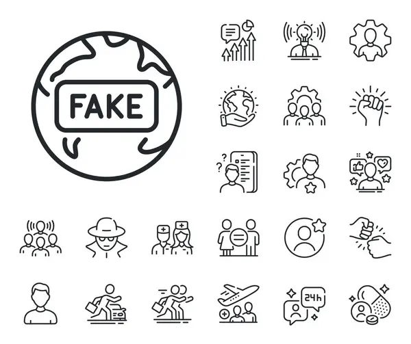 Internet Propaganda Sign Specialist Doctor Job Competition Outline Icons Fake — Stock Vector
