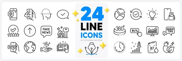 Icons Set Face Scanning Buying House Buy Button Line Icons — Stock Vector