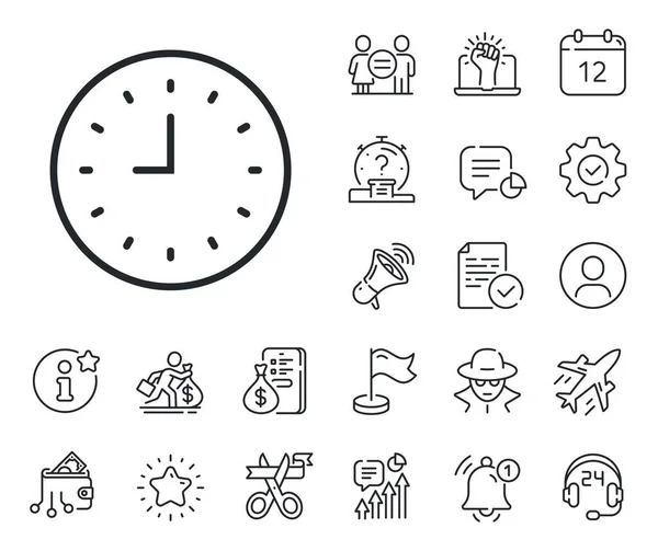 Time Sign Salaryman Gender Equality Alert Bell Outline Icons Clock — Stock Vector