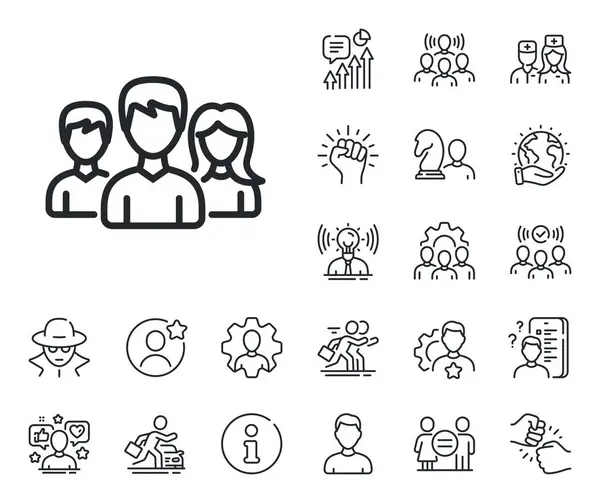 Users Teamwork Sign Specialist Doctor Job Competition Outline Icons Group — Stock Vector