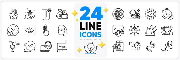 Conjunto Iconos Línea Tiempo Whisper Building Energy Line Icons Pack — Vector de stock
