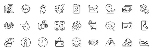Icons Pack Plane Safe Time Timer Line Icons App Include — Stockvektor