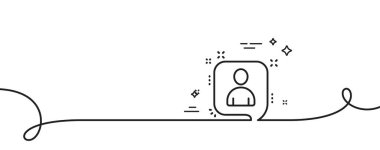 Geliştiriciler sohbet hattı simgesi. Kıvrımlı tek bir çizgi. İşletme yönetim tabelası. Konuşma balonu sembolü. Geliştiriciler tek ana hatlı şeritten bahseder. Döngü eğrisi modeli. Vektör