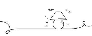Masa lambası çizgisi simgesi. Kıvrımlı tek bir çizgi. Yatak lambası tabelası. İç aydınlatma sembolü. Masa lambası tek hatlı şerit. Döngü eğrisi modeli. Vektör