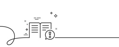 İlginç gerçekler çizgisi simgesi. Kıvrımlı tek bir çizgi. Ünlem işareti. Kitap sembolü. Tek ana hatlı kurdele. Döngü eğrisi modeli. Vektör