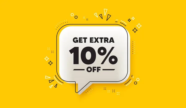 Get Extra Percent Sale Speech Bubble Yellow Banner Discount Offer — Stock Vector