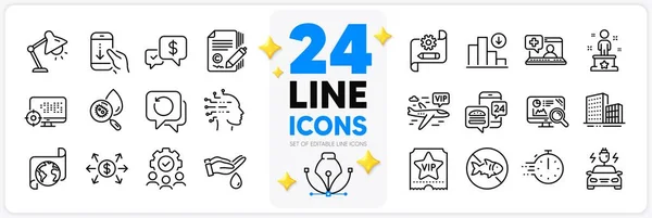 Icons Set Translation Service Stop Fishing Seo Line Icons Pack — Stock Vector