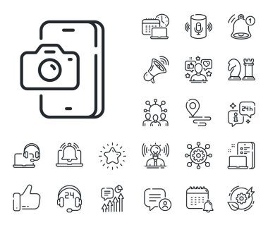 Akıllı telefon ya da cep telefonu işareti. Konum, teknoloji ve akıllı hoparlörler ikonları yerleştirin. Telefon hattı simgesi. Mobil aksesuar sembolü. Telefon hattı işareti. Vektör