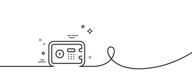 Güvenli kutu çizgisi simgesi. Kıvrımlı tek bir çizgi. Güvenli emanet tabelası. Otel servis sembolü. Güvenli kutu, tek ana hatlı şerit. Döngü eğrisi modeli. Vektör