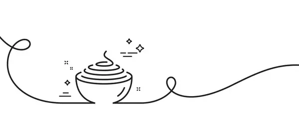 Pasta Line Icon Continuous One Line Curl Spaghetti Plate Sign — Stock Vector