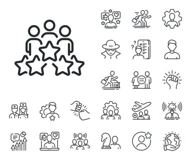 Eleman adaylığı tabelası. Uzman, doktor ve iş yarışması ikonları. İş görüşmeleri ikonu. Takım çalışması değerlendirme sembolü. İş görüşmesi tabelası. Vektör