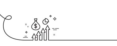 Maaş çizgisi simgesi. Kıvrımlı tek bir çizgi. Yatırım para işaretini yükselt. Şişme sembolü. Maaşlı tek hatlı şerit. Döngü eğrisi modeli. Vektör