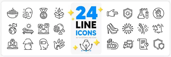 Icons Set Creative Idea Social Responsibility Fireworks Rocket Line Icons — Stock Vector