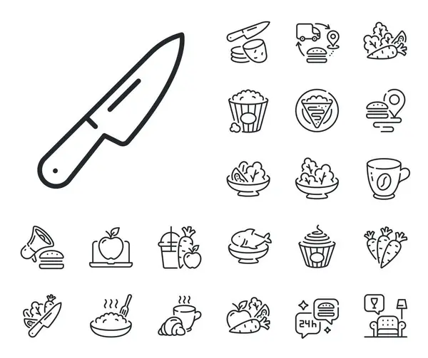 Kitchen Cutlery Sign Crepe Sweet Popcorn Salad Outline Icons Knife — Stock Vector