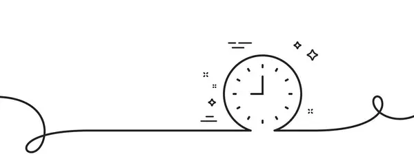 Ikona Linii Zegara Ciągła Linia Lokami Znak Czasu Symbol Office — Wektor stockowy