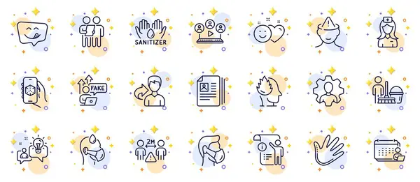 Outline Set Video Conference Yummy Smile Documents Line Icons Web — Stock Vector