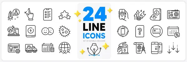 Icons Set Checklist Diesel Station Energy Inflation Line Icons Pack — Stock Vector