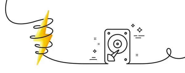 Ikon Hdd Kontinu Satu Baris Dengan Keriting Hard Disk Tanda - Stok Vektor