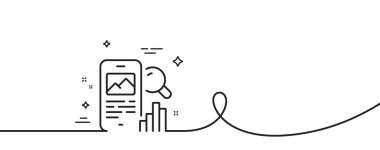 Telefon hattı simgesi. Kıvrımlı tek bir çizgi. Akıllı telefon uygulaması işareti. Cep telefonu mobil cihaz sembolü. Telefon araması tek hatlı şerit. Döngü eğrisi modeli. Vektör