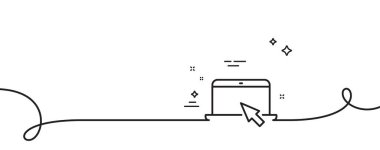 Dizüstü bilgisayar simgesi. Kıvrımlı tek bir çizgi. Fare imleci işaretli defter. Taşınabilir kişisel bilgisayar sembolü. Taşınabilir bilgisayar taslak şeridi. Döngü eğrisi modeli. Vektör