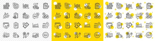 Outline Rise Price Cash Back Loan House Line Icons Pack — Archivo Imágenes Vectoriales