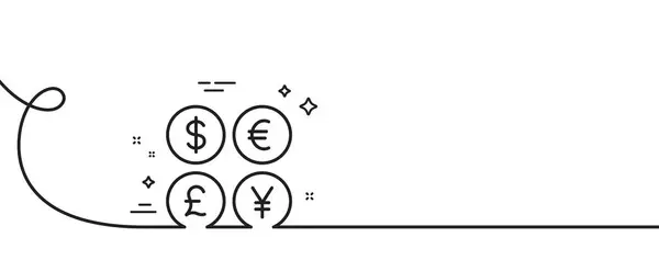 通貨ラインのアイコン カール付きの連続1行 現金交換のサインだ 株式取引のシンボル 通貨単一アウトラインリボン ループカーブパターン ベクトル — ストックベクタ
