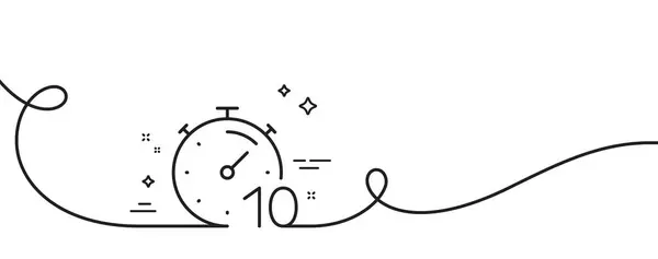 Timer Minutes Line Icon Continuous One Line Curl Stopwatch Time — Stock Vector