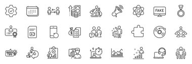 Uygulama için Delege çalışması, Sunum tahtası ve İstatistik satırı simgeleri arasında Grup, Infochart, Megaphone ana hatları ince simge web seti yer alır. Sertifika, Uygulama, Enflasyon Pictogramı. Vektör