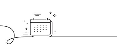 Takvim çizgisi simgesi. Kıvrımlı tek bir çizgi. Yıllık planlama tabelası. Olay takvimi sembolü. Takvim tekli taslak şeridi. Döngü eğrisi modeli. Vektör
