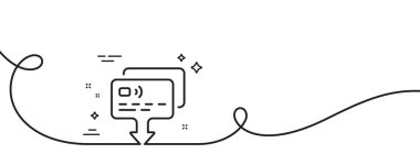 Kredi kartı simgesi. Kıvrımlı tek bir çizgi. Para ödeme işareti gönder. İşlem simgesi al. Tek şeritli kart. Döngü eğrisi modeli. Vektör