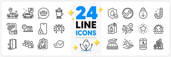 Conjunto Ícones Doces Colchão Leve Scroll Line Icons Pack App — Vetor de Stock