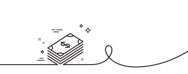 Nakit para çizgisi ikonu. Kıvrımlı tek bir çizgi. Bankacılık işareti. Dolar ya da USD sembolü. Bir dolarlık taslak şerit. Döngü eğrisi modeli. Vektör