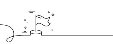 Kilometre taşı çizgisi simgesi. Kıvrımlı tek bir çizgi. Pimi yerleştir. Bayrak işareti sembolü. Kilometre taşından tek şerit. Döngü eğrisi modeli. Vektör