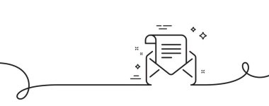 Posta bülteni simgesi. Kıvrımlı tek bir çizgi. Mesaj yazışmalarını oku. E-posta sembolü. Posta bülteni ana hatlı kurdele. Döngü eğrisi modeli. Vektör