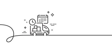 Teslimat çizelgesi simgesi. Kıvrımlı tek bir çizgi. Lojistik takvim işareti. Kargo hatırlatma sembolü. Tek hatlı şerit teslimatı. Döngü eğrisi modeli. Vektör