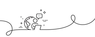 Dış kaynak çalışma hattı simgesi. Kıvrımlı tek bir çizgi. Serbest meslek tabelası. Uzaktan çalışan sembolü. Dış kaynak işi, tek ana hatlı şerit. Döngü eğrisi modeli. Vektör