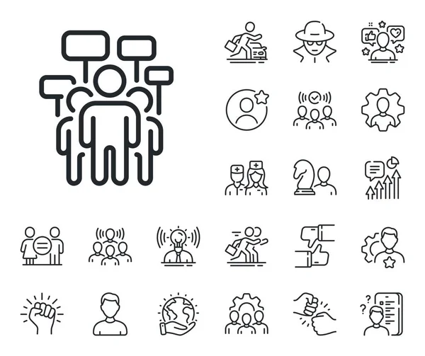 People Rally Signs Specialist Doctor Job Competition Outline Icons Voting — Stock Vector