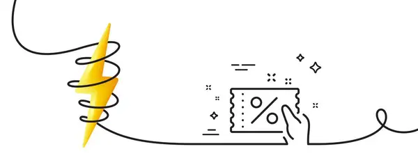 Εικονίδιο Γραμμής Κουπονιού Συνεχής Μία Γραμμή Μπούκλα Πινακίδα Πώλησης Σύμβολο — Διανυσματικό Αρχείο