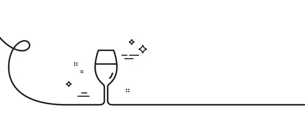 Icône Ligne Verre Vin Continu Une Ligne Avec Boucle Panneau — Image vectorielle