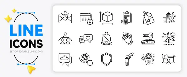 Shield Online Question Cogwheel Settings Line Icons Set App Include — Stock Vector
