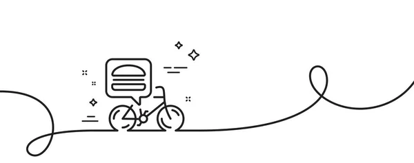 Ligne Livraison Nourriture Icône Vélo Continu Une Ligne Avec Boucle — Image vectorielle
