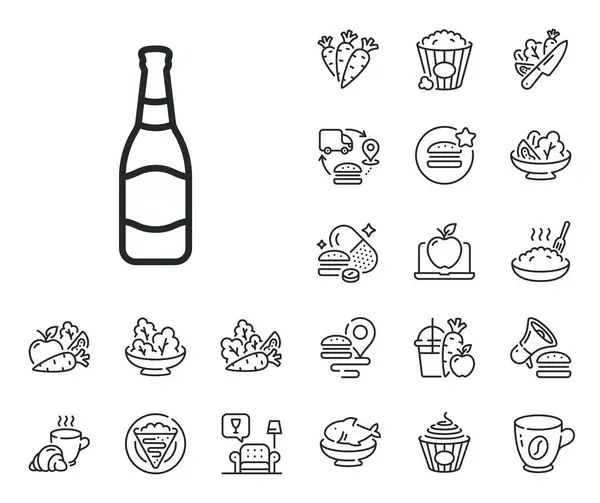 Pub Craft Beer Sign Crepe Sweet Popcorn Salad Outline Icons — Stock Vector